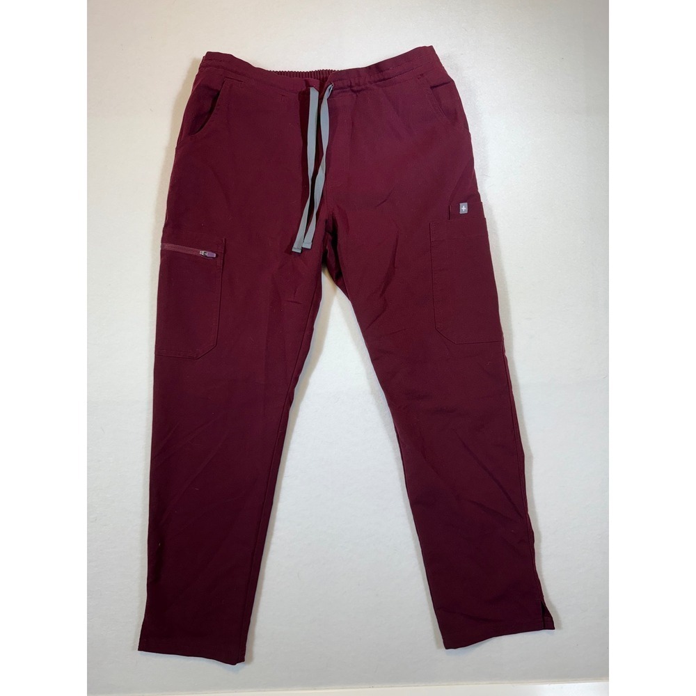 FIGS Technical Collection Women's Scrub Pants Drawstring Maroon Pockets